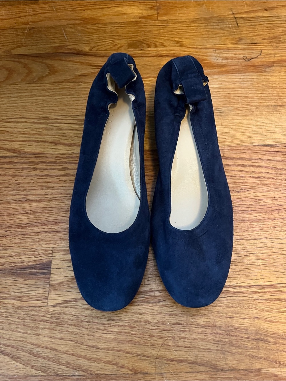 New Everlane navy blue suede pumps